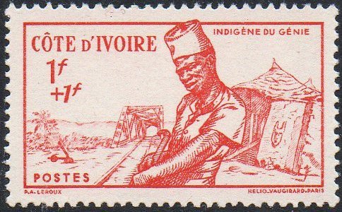 timbres-poste Briefmarken stamps Ivory Coast Defense d'Empire 1941 Railway Bridge Pont Ferroviaire Cote d'Ivoire